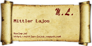 Mittler Lajos névjegykártya